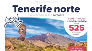 OFERTA TENERIFE NORTE DESDE ZARAGOZA. Salidas especiales: 26 abril, 6 mayo, 17 mayo, 7 junio desde Zaragoza