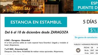 OFERTA ESTANCIA EN ESTAMBUL PUENTE DE DICIEMBRE VUELO DIRECTO DESDE ZARAGOZA