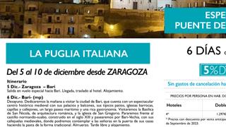 OFERTA LA PUGLIA ITALIANA ESTE PUENTE DE DICIEMBRE DESDE ZARAGOZA