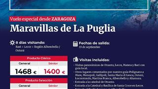 OFERTA MARAVILLAS DE LA PUGLIA 19 DE SEPTIEMBRE DESDE ZARAGOZA